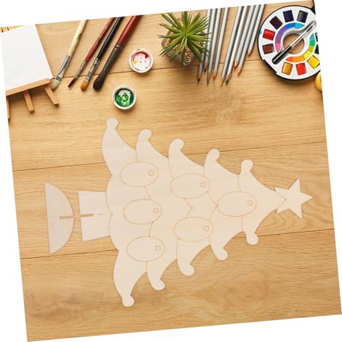 Lurrose 10 Stück Holz Weihnachtsbaum Anhänger zum Bemalen Mini DIY Holzfiguren Baumform zum Basteln Malen und Dekorieren für Familien und Festliche Weihnachtsdeko von Lurrose