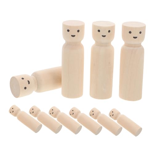 Lurrose 10 Stück Holz-stiftpuppen: Unlackierte Holz-stiftfiguren, Unbemalte Figuren Für Diy-graffiti-malerei, Kunsthandwerksprojekte, Hochzeitsfeier-spielzeug von Lurrose