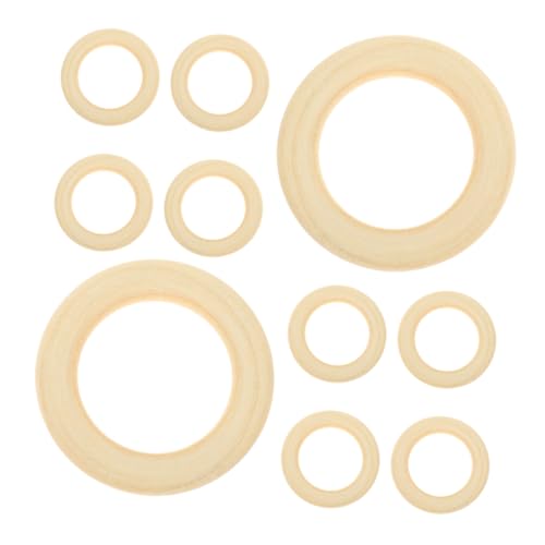 Lurrose 10 Stück Holzringe Natur Unvollendete Holz Kreise für DIY Schmuck Basteln Makramee Blumen Dekorationen Holzringe für Handwerk und Wohnaccessoires von Lurrose