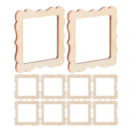 Lurrose 10 Stück Holzstückchen für Diy Fotorahmen Quadratische Handgefertigte Holzaccessoires mit Blumenmuster für Kreative Bastelprojekte und Anlässe Wie Geburtstage und Hochzeiten von Lurrose