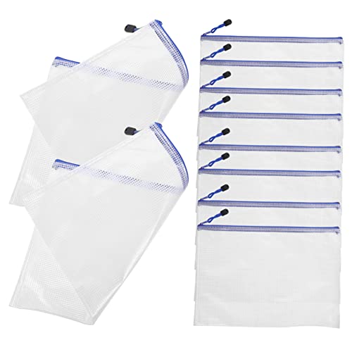Lurrose 10 Stück Mesh Zipper Pouch Transparente Dokumententaschen für Schule Büro und Reisen Langlebig und Praktisch für Aufbewahrung von Unterlagen von Lurrose