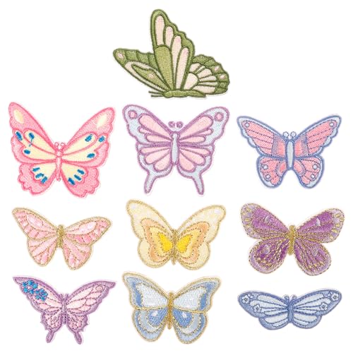 Lurrose 10 Stück Schmetterlings Aufnäher Selbstklebende Stoffflicken zur Reparatur und Dekoration von Kleidung für Diy Projekte und Kreative Bastelarbeiten von Lurrose