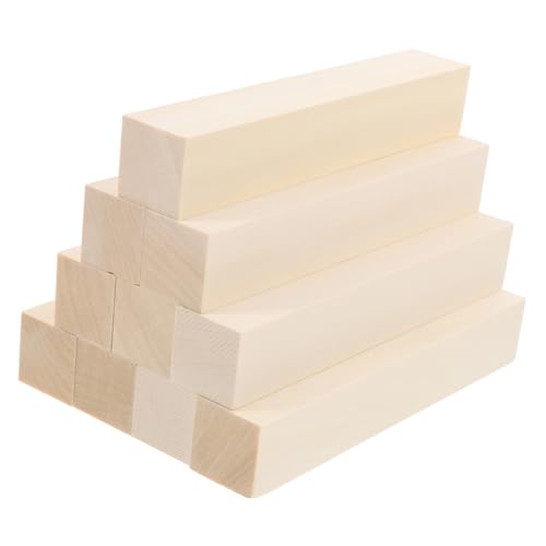 Lurrose 10 Stück Schnitzblock aus Lindenholz Holzstock Dübelstange Holzstäbchen Holzstangen Holzquadrate geschnitztes Holztier Bastelstöcke aus Holz Holzdübel zum Basteln Holzblock Beige von Lurrose