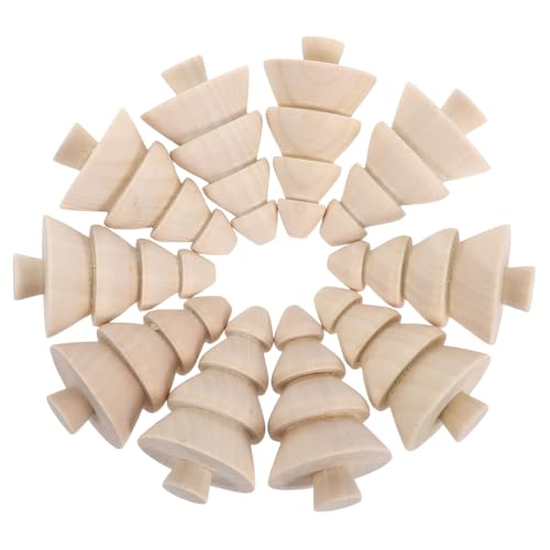 Lurrose 10 Stück Teiliges Mini-holz-weihnachtsbaum- Naturbelassene Blanke Holzfiguren Robuste Tischdeko Vielseitige Diy-bastelornamente für Familienaktivitäten und Festliche Gestaltung von Lurrose