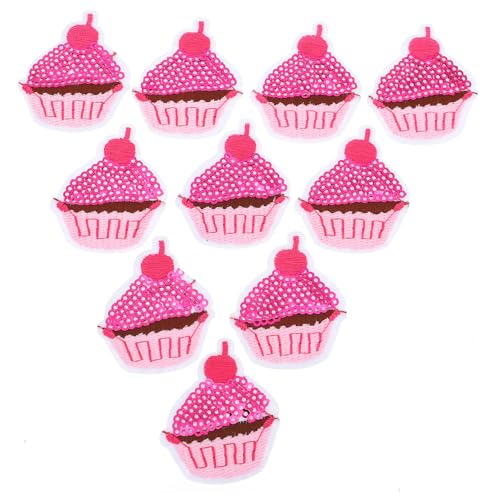 Lurrose 10 Stück Teiliges Pailletten Eiscreme Kuchen Aufnäher zum Aufbügeln DIY Stoffpatches für Kleidung Dekoration und Reparatur Selbstklebend Rosa für Küchendeko und Geschenk von Lurrose