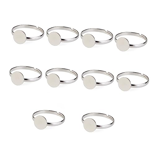 Lurrose 10 Stück Teiliges Verstellbare Silberfarbene Ringrohlinge Ringbasis Metallringe für DIY Schmuckherstellung Schmuckzubehör zum Basteln von Lurrose