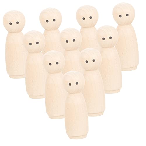 Lurrose 10 Stück Unlackierte Holz Peg Dolls Diy Bastelset für Unfertige Holzfiguren zum Bemalen Kreative Holzpuppen für Dekoration und Handwerk Spielzeuge von Lurrose