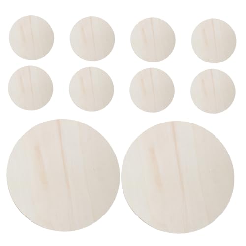 Lurrose 10 Stück runde Holzspäne DIY Holzplatten unbeschichtete Holzscheiben Bastelbedarf Holz Holzschilder rund unbehandeltes Holz zum Bemalen rundes Holzbrett Bastelkreise hölzern Beige von Lurrose