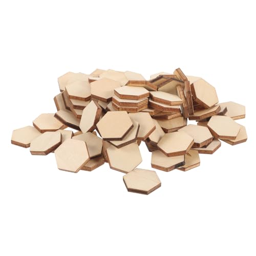 Lurrose 100 Stück Buchenholz Sechseckige Holzstücke für Diy Bastelprojekte Hochzeits und Weihnachtsdekoration Natürliche Holzornamente für Kreative Handarbeiten von Lurrose