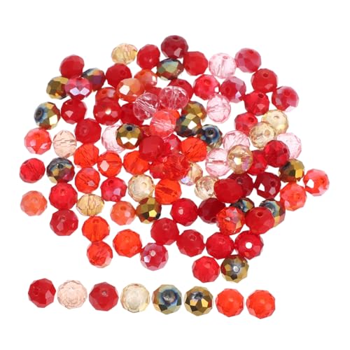 Lurrose 100 Stück Glasperlen Flach Rot für Schmuckherstellung Poliert Vielseitig Einsetzbar für DIY Armbänder Halsketten Ohrringe Basteln für Charms und Perlen von Lurrose