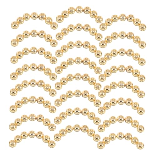 Lurrose 100 Stück Gold Spacer Perlen Rund Glatt Kupfer Schmuckperlen für Diy Armbänder Halsketten Basteln Zubehör von Lurrose