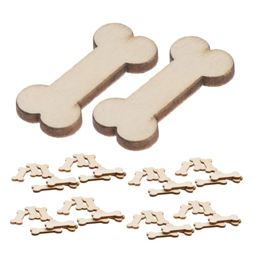Lurrose 100 Stück Hundeknochen Dekoratives Holzstück Welpen -haustierwanddekoration Unbemalte Holzverzierungen Knochenförmige Holzausschnitte Diy Bastelausschnitte Khaki Buchsbaum von Lurrose