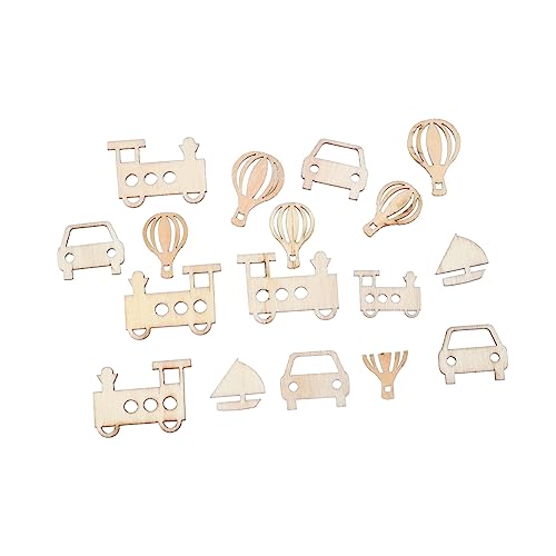Lurrose Handwerk Natürliche Holz Ornament Transport Muster Holz Scheiben 100pcs Fahrzeug Form Decor Stücke Home Decor von Lurrose