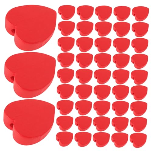 Lurrose 100 Stück Rote Herz Holzperlen mit Natürliche DIY Schmuckperlen für Valentinstag Robuste Holzanhänger für Armbänder Makramee Bastelzubehör Kreative Geschenkideen von Lurrose