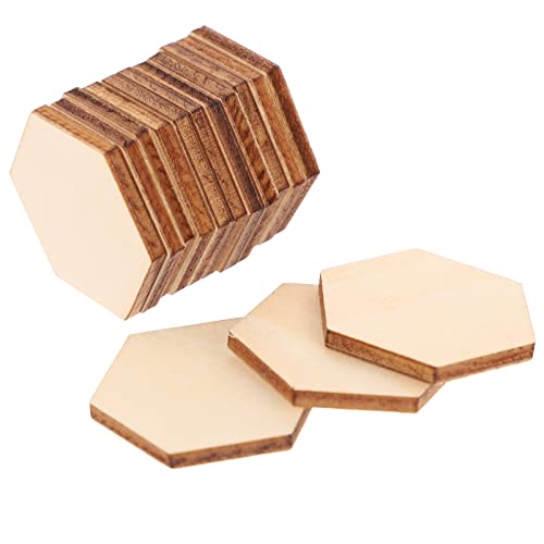 Lurrose 100 Stück Sechseckige Holzornamente Birke Diy Bastelmaterial für Hochzeiten Geburtstagsfeiern und Weihnachten für Kreative Dekorationen und Handarbeiten von Lurrose