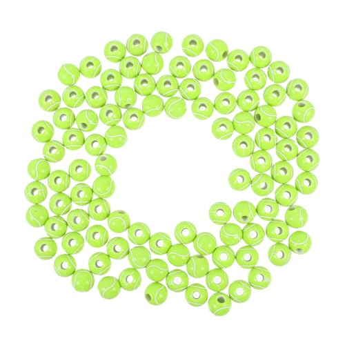 Lurrose 100 Stück Tennisball Perlen Diy Acryl Sportperlen für Armband Schmuckherstellung Bastelmaterial für Anfänger Kreativität und Feinmotorik von Lurrose