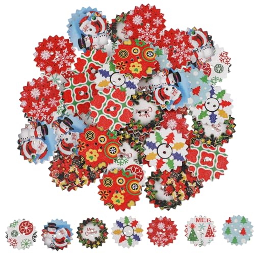Lurrose 100 Stück Weihnachts Nähknöpfe Im Vintage Stil Antike Knöpfe Weihnachts Bastelarbeiten Weihnachts DIY Knöpfe Weihnachts Bastelknöpfe Sortiert Groß Rund Zum Basteln von Lurrose