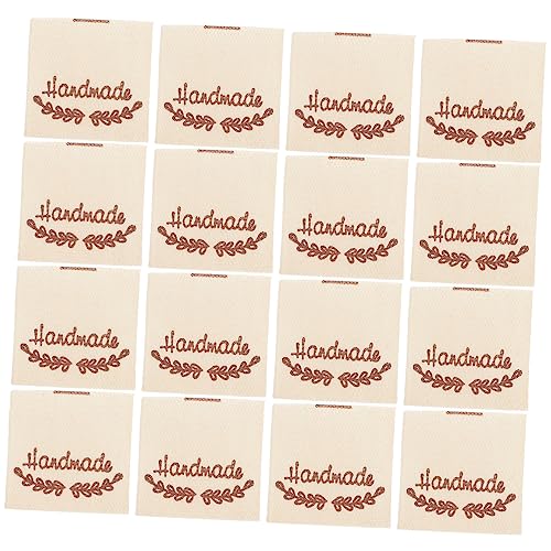 Lurrose 100 Stück handgefertigtes Etikett Stricken Stichworte DIY -Handwerk Schild handmade label kleidungsetiketten personalisierte Stoffetiketten personalisierte Nähetiketten Baumwolle von Lurrose