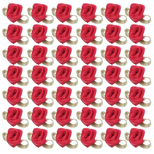 Lurrose 100 Stück kleine Rosen aus Bändern: Dekorative Kunstblumen – Miniatur-Stoffrosen zum Verpacken von Geschenken, Brautstrauß-Zubehör, Basteln zum Valentinstag von Lurrose
