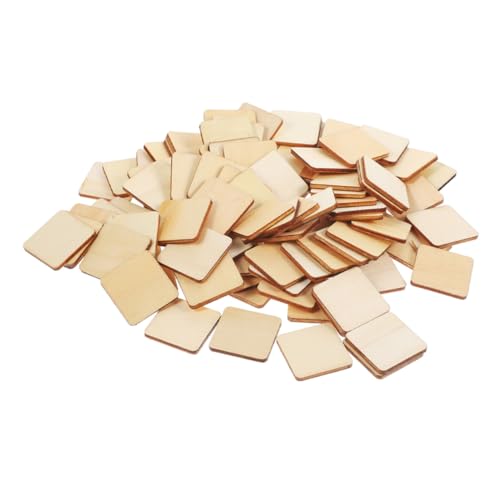 Lurrose 100St quadratische Holzspäne Holzpuzzles unfertige Holzquadrate Holz quadratisch Holzrohlinge zum Basteln Holzspäne selber machen Tafelaufsätze aus Holz für Tische Holzfliese Beige von Lurrose