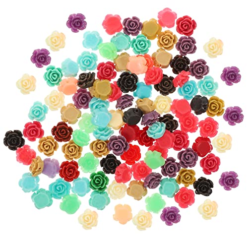 Lurrose 100Stücke DIY Harz Rosenperlen Mehrfarbige Schmuckperlen für Armbänder und Ohrringe für Basteln und Kunsthandwerk mit Lochdesign von Lurrose