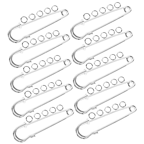 Lurrose 10St 5-Loch-Sicherheitsnadel von gestrickten Stoffen Federverschlussstift aus Metall Schmuck Sicherheitsnadeln Clips Brosche für DIY schwer Rock Schal Decke Fräulein von Lurrose