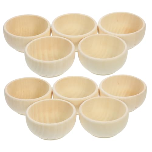 Lurrose 10Stücke Unbemalte Holzschalen für DIY Kleine Handgefertigte Schalen Massivem Holz zum Dekorieren und Basteln für Hochzeiten Partys und Mehr von Lurrose