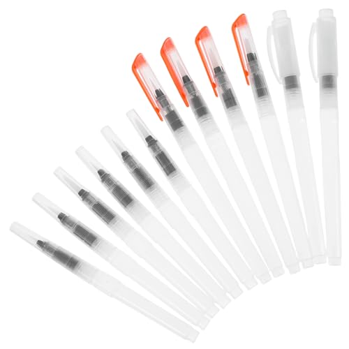 Lurrose 12 Stück Aquarell Stift Set Pinsel Malutensilien Studentenbedarf Aquarellzubehör Aquarellbürstenstift Aquarellstift Chinesischer Malerei Detailbürste Plastik Transparent von Lurrose