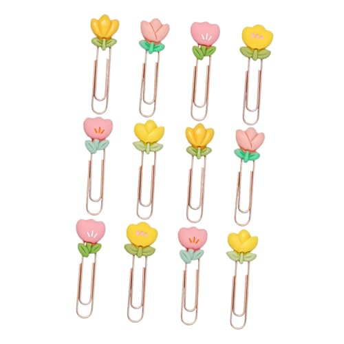 Lurrose 12 Stück Blumen Lesezeichen Büroklammern Papiermarkierungsklammern Büroklammer Lesezeichen Blumen Papierklammer Memo Notizklammern Seitenklammer Dekorative Metall von Lurrose