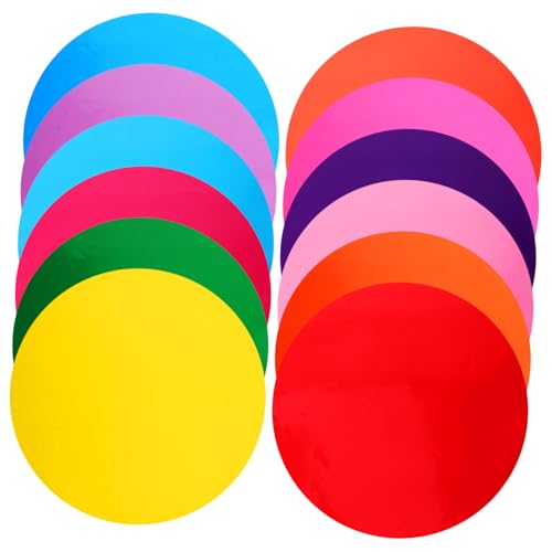 Lurrose 12 Stück Bunte Abwischbare Kreise Wiederverwendbare PVC Selbstklebende Etiketten für und Lernen für Klassenzimmer und Wände Zuhause von Lurrose