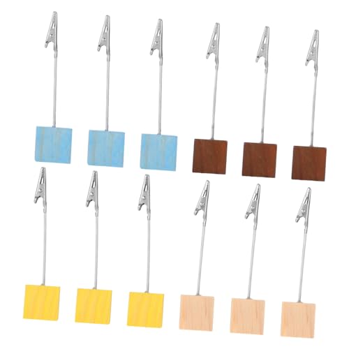 Lurrose 12 Stück Memo-clip-halter: Tischnummernhalter Aus Holz, Tischkartenhalter, Holzwürfelbasis, Memo-foto-bild-papier- -clip Mit Krokodilklemme von Lurrose