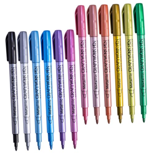 Lurrose 12 Stück Metallic Paint Marker für Diy Scrapbooking und Graffiti Hochwertige Schnelle Trocknung für Papier Karton und Wax Seal Geeignet von Lurrose