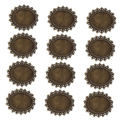 Lurrose 12 Stück Oval Brosche Bottomhalter Diy Brosche Versorgung Broschennadel-rückseiten Zum Basteln Pin -making -vorräte Tablett Zur Herstellung Von Broschen Legierung Golden von Lurrose