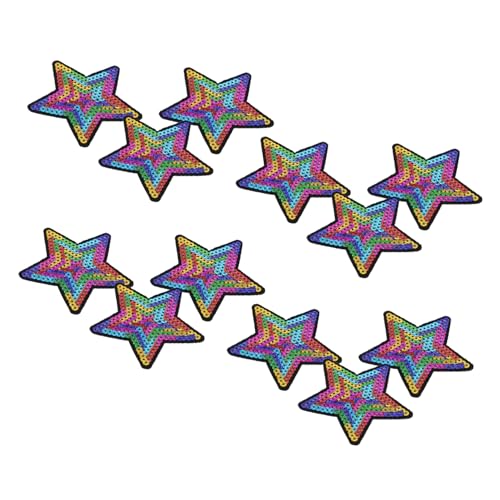 Lurrose 12 Stück Pailletten-stern-patches Für Kleidung, Fünfzackiger Stern, Stickerei, Zum Aufbügeln, Pailletten-applikationen Für Schuhe Und Hüte, Modische Dekoration, Mehrfarbig von Lurrose
