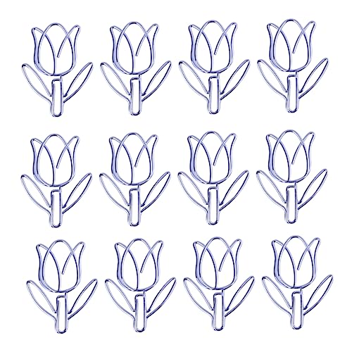 Lurrose 12 Stück Papierklammern Clip Tulpe Cartoon-Büroklammer Büroklammern geformt Stilvoll Schlüssel Cartoon Büroklammern Lustige Büroklammern kreative Papierstifte Violett von Lurrose