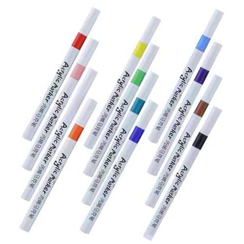 Lurrose 12 Stück Teiliges Acryl Marker Schnelltrocknende Marker für Kreative Projekte Keramik und Mehr für Künstler Schüler und Maler von Lurrose