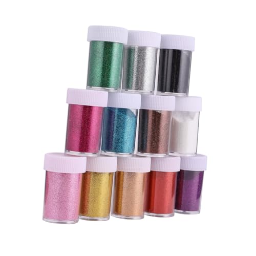 Lurrose 12 Stück Teiliges Glitzerpulver mit Pailletten in Bunten Farben Schimmerndes Nail Pigment für Kreative Nagelkunst und DIY Dekoration Sicher und Vielseitig für Professionelles Nail von Lurrose