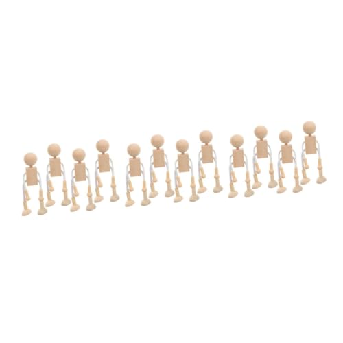 Lurrose 12 Stück Teiliges Holzroboter DIY Peg Dolls zum Bemalen Pädagogisches Bastelspielzeug für Naturbelassene Holzfiguren zum Kreativen Gestalten für Hand Auge Koordination und von Lurrose