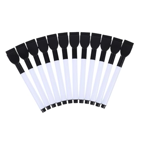 Lurrose 12 Stück Whiteboard-Stift Whiteboard -marker Bürobedarf Marker wasserfeste stifte glasmarker trocken abwischbare Tafelmarker löschbare Markierungen Schüttgutstifte Plastik Black von Lurrose