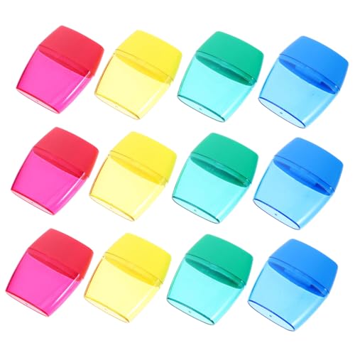Lurrose 12 Teiliger Doppelloch Bleistiftspitzer Hand Buntspitzer Kleiner Tragbarer Mini Bleistiftspitzer Tragbarer Bleistiftspitzer Hand Bleistiftspitzer Für Kunststoff von Lurrose