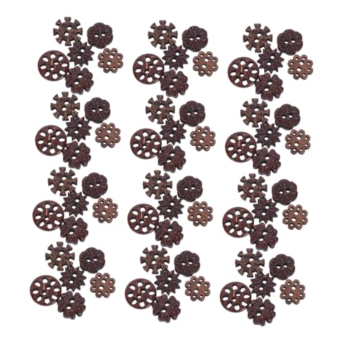 Lurrose 120 Stück Retro-Holzknöpfe Blumenknöpfe basteln 2-Loch-Bastelknöpfe knöpfe zum annähen aus holz Neuheit Vintage -Tasten Knöpfe zum Annähen von Blumen Scrapbooking nähen von Lurrose