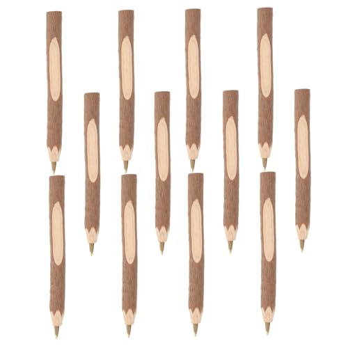 Lurrose 12Stücke Kreative Rinde Holz Kugelschreiber Lange Schreibutensilien für Schule Büro und Zuhause für Notizen und Stylisches von Lurrose