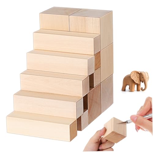 Lurrose 13 Stück Basswood Schnitzholz Teiliges Holzblöcke für DIY Carving mit Glatter Oberfläche Vielseitige Handlich und Langlebig für Künstler und Bastler von Lurrose