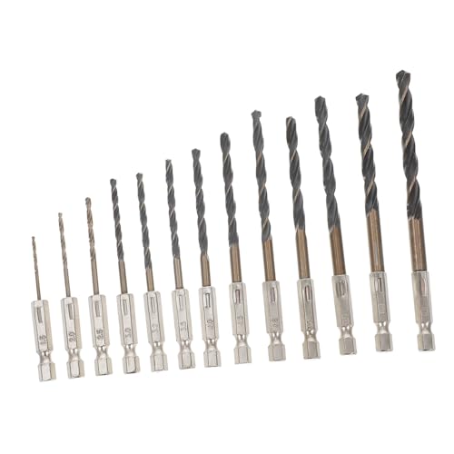 Lurrose 13 Stück Hexagonal Drill Kit Bohrer Bits für Holzbearbeitungswerkzeuge 4341 Schnellarbeitsstahl von Lurrose