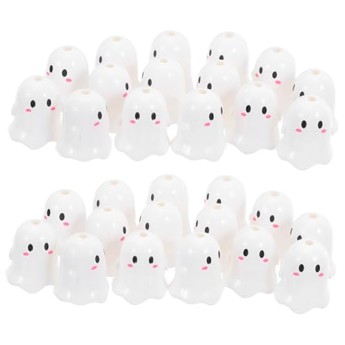 Lurrose 13 Stücke Cartoon Geisterperlen kleine Cartoon -Geisterperlen Geisterthema Acrylperlen Halskettenohrring -Schlüsselkettenperlen Halloween -Acrylperlen für DIY Acrylstiftperlen Weiß von Lurrose