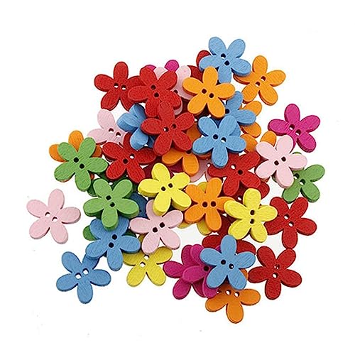 Lurrose 15 Mm Holzknöpfe in Verschiedenen Farben Blumenknöpfe Zum Nähen Scrapbooking Basteln Handgefertigte Knöpfe Zum Basteln von Lurrose