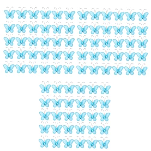 Lurrose 150 Stk Schmetterlingsmaschendekorationen Hochzeitsdekoration Hochzeitsstoff Mini-schmetterlinge Zum Basteln Dekorativ Blaue Verzierung Diy-handwerk Kuchen Festival-zubehör 3d von Lurrose