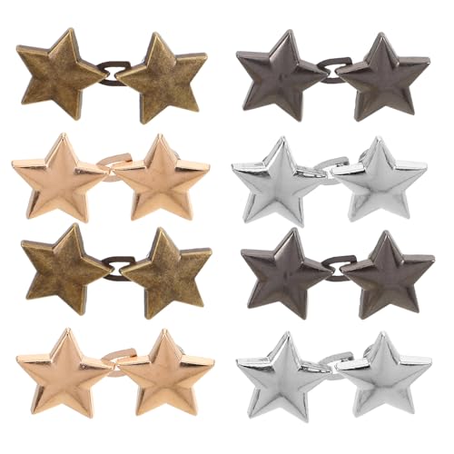 Lurrose 16 Paare Sternförmige Knöpfe ohne Nähen Abnehmbare Bundversteller für Jeans Hosen und Röcke Silber Gold Gunmetal und Bronze Lurrose 16 Paare Sternförmige Knöpfe ohne Nähen Abnehmbare Bundversteller für Jeans Hosen und Röcke Silber Gold Gunmetal und Bronze von Lurrose
