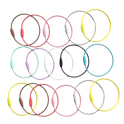 Lurrose 16 Stück Teiliges Edelstahl Drahtseil Schlüsselring mit Schraubverschluss Bunte Kabel Schlüsselanhänger für Gepäckanhänger Vielseitige Schlüsselringe als DIY Zufällige Farbe Lurrose 16 Stück Teiliges Edelstahl Drahtseil Schlüsselring mit Schraubverschluss Bunte Kabel Schlüsselanhänger für Gepäckanhänger Vielseitige Schlüsselringe als DIY Zufällige Farbe von Lurrose