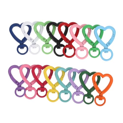 Lurrose 16 Stück Teiliges Herz-karabiner aus Langlebiger Zinklegierung Farbenfrohe Schlüsselanhänger Clips mit Federverschluss Drehbar Vielseitig für DIY Schmuck Schlüssel und von Lurrose